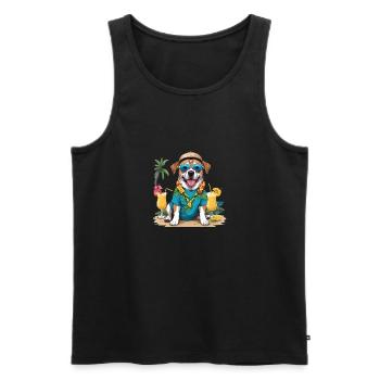 Vacances pour chiens Vacances pour chiens Île d’Hawaï Mer - Débardeur bio Premium Homme - noir - Devant - AI Model Male 178 light (178cm)