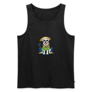 Vacances pour chiens Vacances pour chiens Île d’Hawaï Mer - Débardeur bio Premium Homme - noir - Devant - AI Model Male 178 light (178cm)