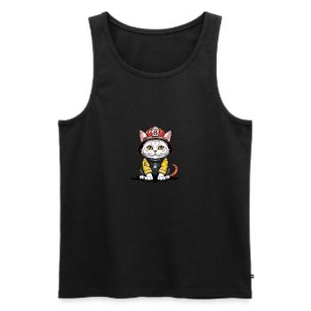 Chat Pompiers Chat Amour Chat Amoureux des Chats - Débardeur bio Premium Homme - noir - Devant - Michal (187cm)
