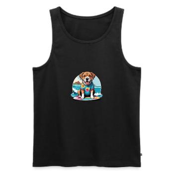 Vacances pour chiens Vacances pour chiens Île d’Hawaï Mer - Débardeur bio Premium Homme - noir - Devant - AI Model Male 178 light (178cm)