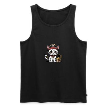 Pirate Chat Drôle Enfants Chemise Cadeau Pirate - Débardeur bio Premium Homme - noir - Devant - AI Model Male 178 light (178cm)