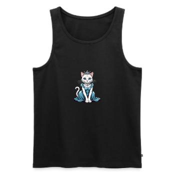 Chat Princesse Reine Chat Cadeau élégant - Débardeur bio Premium Homme - noir - Devant - Michal (187cm)