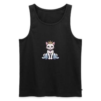 Chat Princesse Reine Chat Cadeau élégant - Débardeur bio Premium Homme - noir - Devant - Michal (187cm)