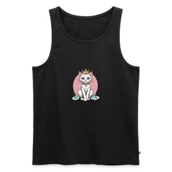 Chat Princesse Reine Chat Cadeau élégant - Débardeur bio Premium Homme - noir - Devant - Michal (187cm)