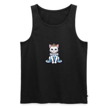Chat Princesse Reine Chat Cadeau élégant - Débardeur bio Premium Homme - noir - Devant - Michal (187cm)
