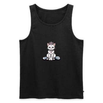 Chat Princesse Reine Chat Cadeau élégant - Débardeur bio Premium Homme - noir - Devant - Michal (187cm)