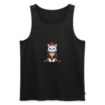Chat Princesse Reine Chat Cadeau élégant - Débardeur bio Premium Homme - noir - Devant - Michal (187cm)