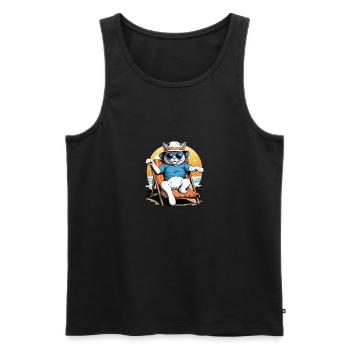 Cat Vacation Vacation Cat Vacation Hawaii Island Cat - Men's Premium Organic Tank Top - black - Front - Michal (187cm)