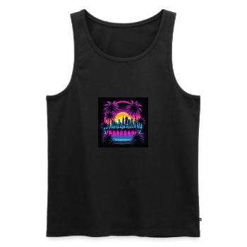 Rétro Ville Neon Couleur Cadeau Gaming Retro World - Débardeur bio Premium Homme - noir - Devant - Michal (187cm)