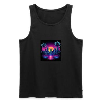 Rétro Ville Neon Couleur Cadeau Gaming Retro World - Débardeur bio Premium Homme - noir - Devant - Michal (187cm)