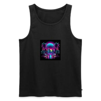 Rétro Ville Neon Couleur Cadeau Gaming Retro World - Débardeur bio Premium Homme - noir - Devant - Michal (187cm)