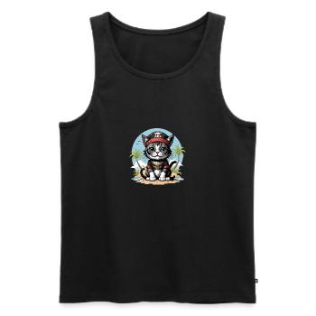 Pirate Chat Drôle Enfants Chemise Cadeau Pirate - Débardeur bio Premium Homme - noir - Devant - Michal (187cm)