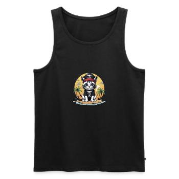 Pirate Cat Funny Kids Shirt Gift Pirate - Men's Premium Organic Tank Top - black - Front - AI Model Male 178 light (178cm)