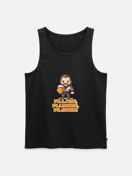 Wikingerbierzeit – Plünderung, Plünderung, Pilsner - Männer Premium Bio Tank Top - Schwarz