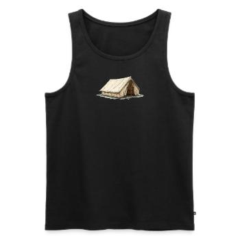 Klassisches A-Frame Zelt - Männer Premium Bio Tank Top - Schwarz - Vorne - AI Model Male 178 light (178cm)
