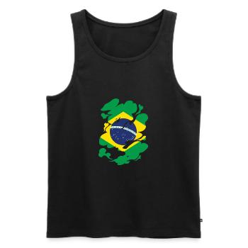 Brésil Drapeau Brésilien Drapeau Amérique du Sud - Débardeur bio Premium Homme - noir - Devant - Michal (187cm)