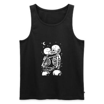 Squelette - Baiser - Gothique - Amusant - Débardeur bio Premium Homme - noir - Devant - Michal (187cm)