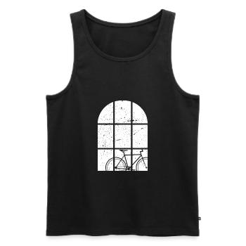 Bicycle at the window - Men's Premium Organic Tank Top - black - Front - Michal (187cm)