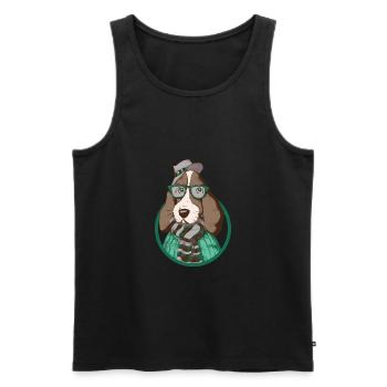 Hund mit HuT - Männer Premium Bio Tank Top - Schwarz - Vorne - AI Model Male 178 light (178cm)
