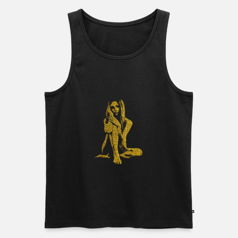 Goldenes Glitzer Mädchen - Männer Premium Bio Tank Top - Schwarz