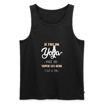 Je fais du yoga,Cadeau original drôle Sport Animal - Débardeur bio Premium Homme - noir - Devant - Michal (187cm)