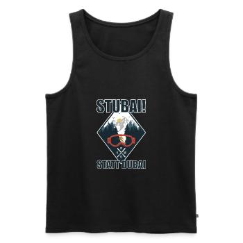 Stubai(tal) statt Dubai - Skifahren Berge Winter - Männer Premium Bio Tank Top - Schwarz - Vorne - AI Model Male 178 light (178cm)