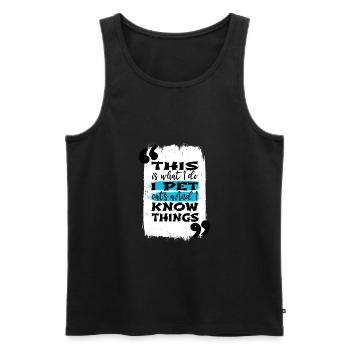 awesome cat humor birthday present idea bow tie - Men's Premium Organic Tank Top - black - Front - AI Model Male 178 light (178cm)