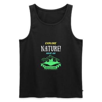Explore nature have an adventure T-Shirt - Men's Premium Organic Tank Top - black - Front - AI Model Male 178 light (178cm)