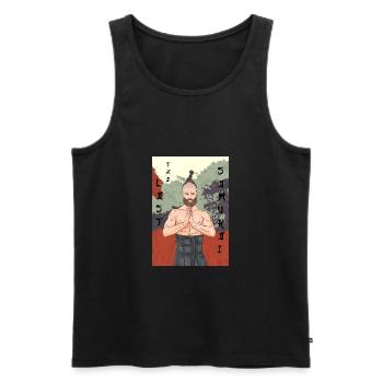 THE LAST SAMURAI - Men's Premium Organic Tank Top - black - Front - AI Model Male 178 light (178cm)