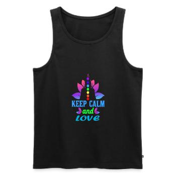 keep calm and Lobe - Men's Premium Organic Tank Top - black - Front - AI Model Male 178 light (178cm)