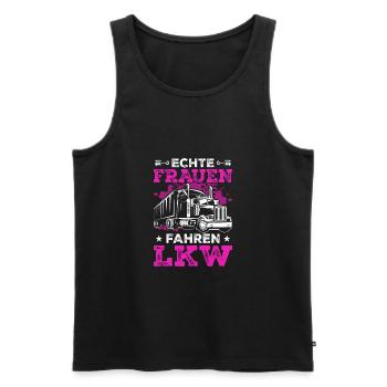 Echte Frauen fahren LKW Fahrerin - Männer Premium Bio Tank Top - Schwarz - Vorne - Michal (187cm)