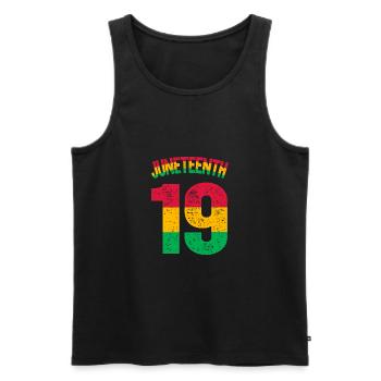 Juneteenth - Men's Premium Organic Tank Top - black - Front - AI Model Male 178 light (178cm)