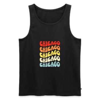 Chicago 70er Jahre Hippie - Männer Premium Bio Tank Top - Schwarz - Vorne - AI Model Male 178 light (178cm)
