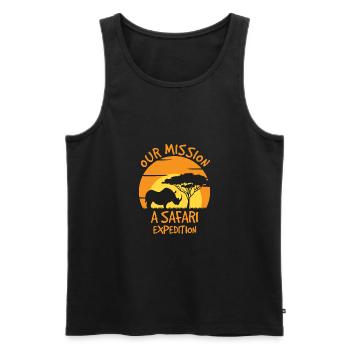 Notre mission Une expédition safari - Débardeur bio Premium Homme - noir - Devant - Michal (187cm)
