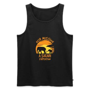 Notre mission Une expédition safari - Débardeur bio Premium Homme - noir - Devant - Michal (187cm)