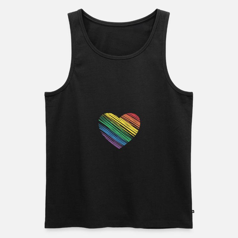 Herz, Regenbogen, Pride - Männer Premium Bio Tank Top - Schwarz