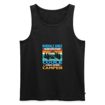 Camping Spruch Jungs Hausaufgaben coole Campen - Männer Premium Bio Tank Top - Schwarz - Vorne - Michal (187cm)