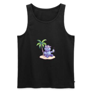 Hippo Summer Beach Comic - Men's Premium Organic Tank Top - black - Front - AI Model Male 178 light (178cm)