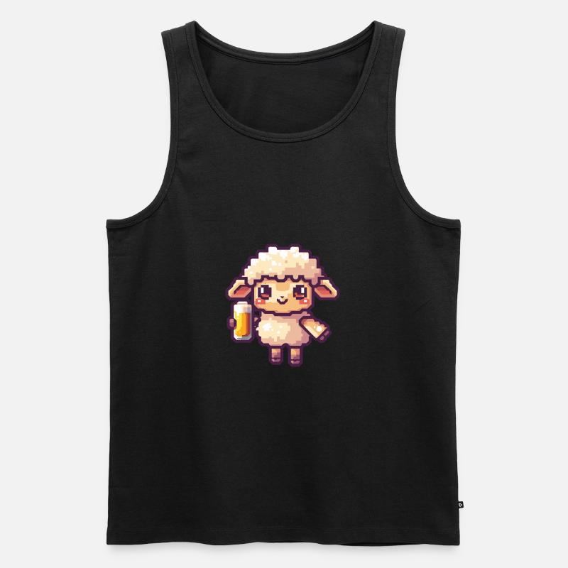 Schaf Bier Pixel - Männer Premium Bio Tank Top - undefined