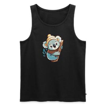 Niedlicher Koala mit Schal und Pudelmütze. - Männer Premium Bio Tank Top - Schwarz - Vorne - AI Model Male 178 light (178cm)