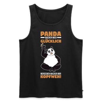 Panda - Männer Premium Bio Tank Top - Schwarz - Vorne - AI Model Male 178 light (178cm)