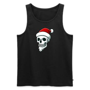 Skull with Santa Claus hat and beard - Men's Premium Organic Tank Top - black - Front - AI Model Male 178 light (178cm)