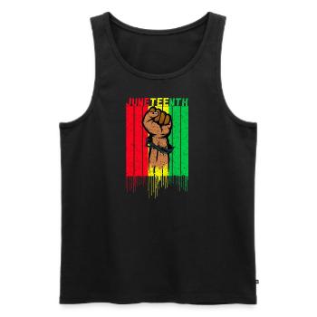 Juneteenth - Men's Premium Organic Tank Top - black - Front - AI Model Male 178 light (178cm)