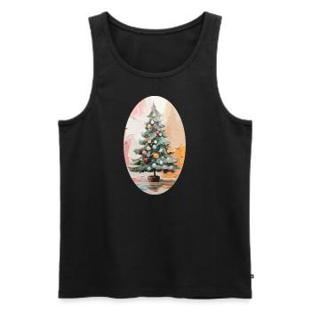 Christmas Tree Oil Painting - Men's Premium Organic Tank Top - black - Front - AI Model Male 178 light (178cm)