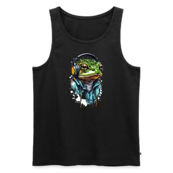 Frog music - Männer Premium Bio Tank Top - Schwarz - Vorne - Michal (187cm)