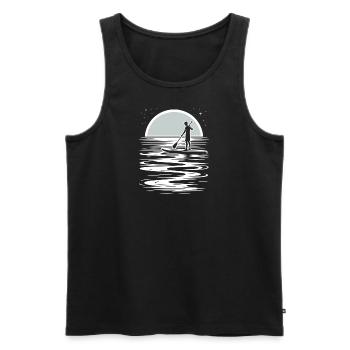 SUP sur la plage coucher de soleil - Débardeur bio Premium Homme - noir - Devant - AI Model Male 178 light (178cm)