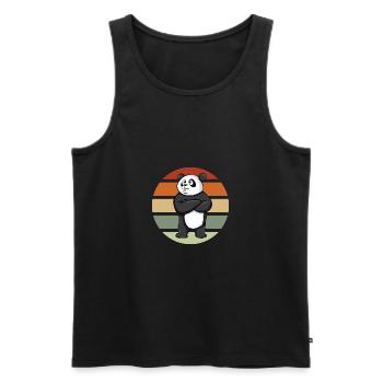 Le panda étire la langue - Débardeur bio Premium Homme - noir - Devant - AI Model Male 178 light (178cm)