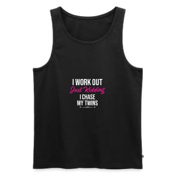 Ich trainiere nur ein Scherz, ich jage meine Zwillingsmütter - Männer Premium Bio Tank Top - Schwarz - Vorne - AI Model Male 178 light (178cm)