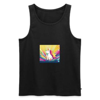 Einhorn Regenbogen Fantasy Design Cartoon - Männer Premium Bio Tank Top - Schwarz - Vorne - Michal (187cm)
