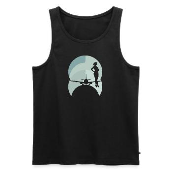 Flight Attendant Flight - Men's Premium Organic Tank Top - black - Front - AI Model Male 178 light (178cm)